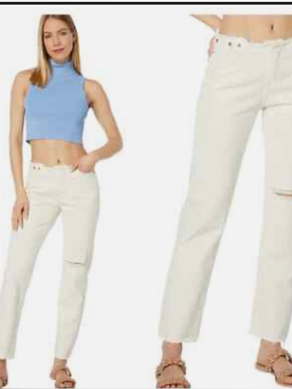 Levi’s Wedgie fray waist Cream Straight-Leg Jeans size 31